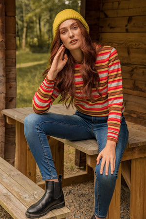 Carraig Donn Stripe Ruffle Neck in Multi