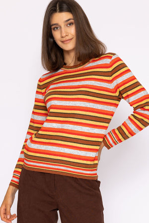 Carraig Donn Stripe Ruffle Neck in Multi