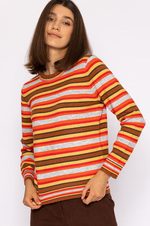 Carraig Donn Stripe Ruffle Neck in Multi