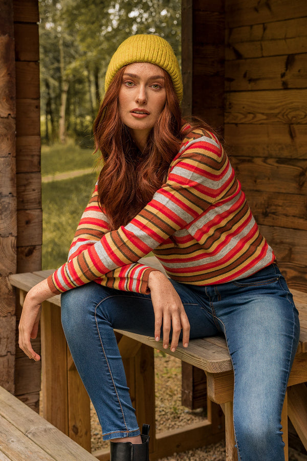Carraig Donn Stripe Ruffle Neck in Multi