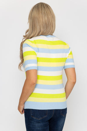 Carraig Donn Stripe Short Sleeve Knit in Blue