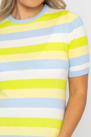 Carraig Donn Stripe Short Sleeve Knit in Blue