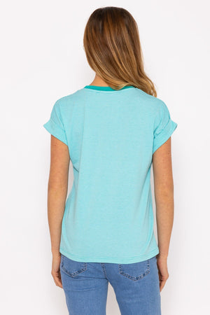 Carraig Donn Stripe Tee in Aqua Blue
