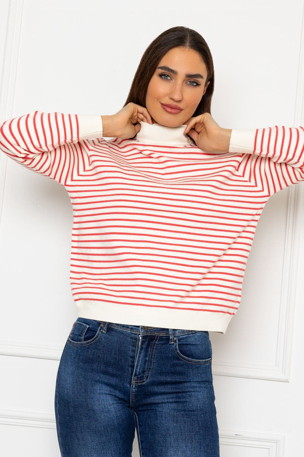 Carraig Donn Stripe Turtleneck in Orange