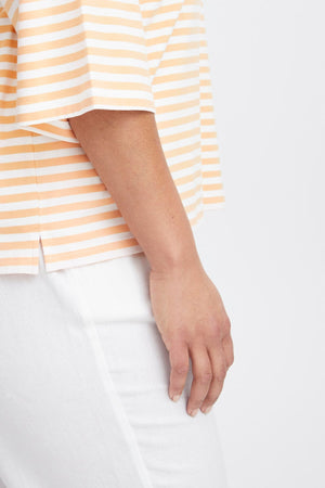 Carraig Donn Striped Cotton T-Shirt in Orange