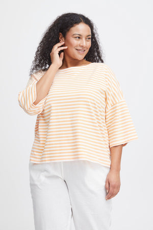 Carraig Donn Striped Cotton T-Shirt in Orange