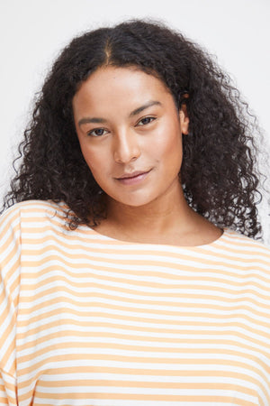 Carraig Donn Striped Cotton T-Shirt in Orange