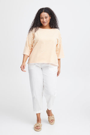 Carraig Donn Striped Cotton T-Shirt in Orange