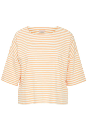 Carraig Donn Striped Cotton T-Shirt in Orange