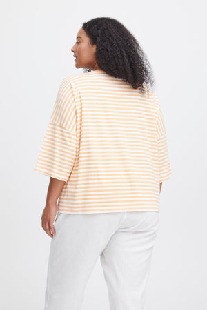 Carraig Donn Striped Cotton T-Shirt in Orange
