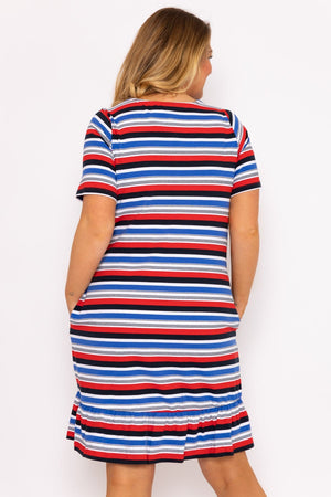 Carraig Donn Striped Knee Length Dress in Multi Print