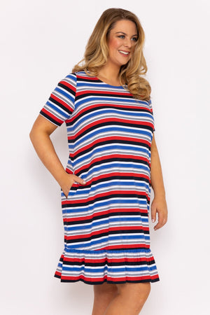 Carraig Donn Striped Knee Length Dress in Multi Print