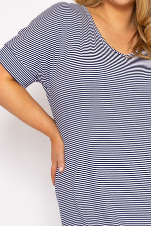 Carraig Donn Striped Midi Dress in Navy