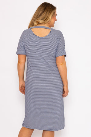 Carraig Donn Striped Midi Dress in Navy