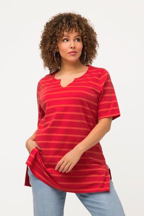 Carraig Donn Striped Oversize Short Sleeve Top in Red
