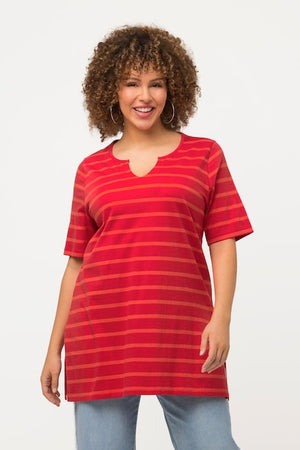Carraig Donn Striped Oversize Short Sleeve Top in Red