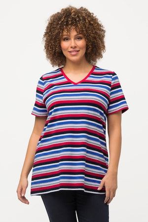 Carraig Donn Striped Short Sleeve Top in Multi Print