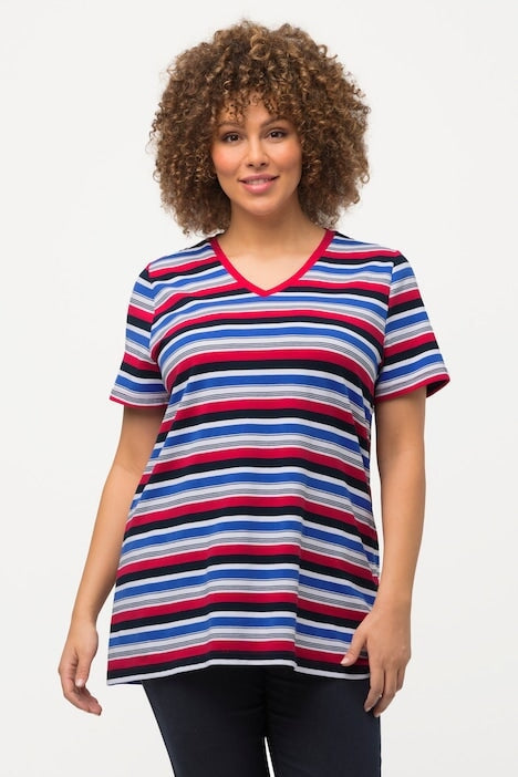 Carraig Donn Striped Short Sleeve Top in Multi Print