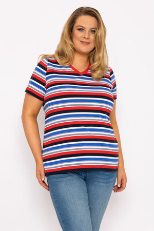Carraig Donn Striped Short Sleeve Top in Multi Print