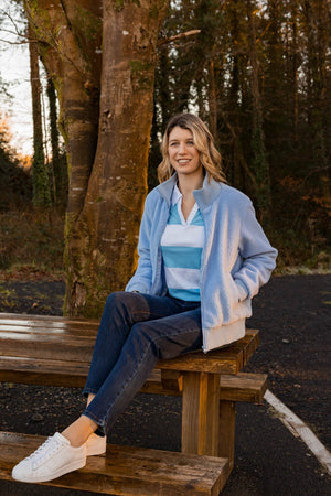 Carraig Donn Stripped Rugby Polo Shirt in Blue