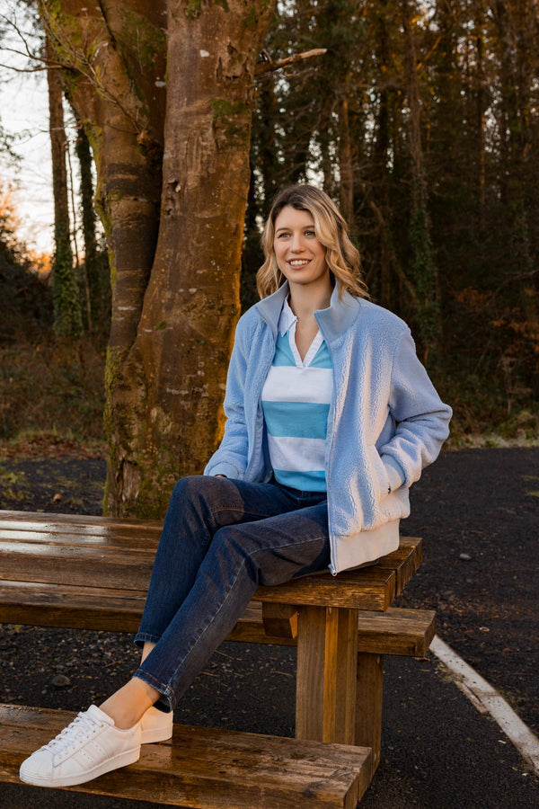 Carraig Donn Stripped Rugby Polo Shirt in Blue