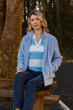 Carraig Donn Stripped Rugby Polo Shirt in Blue