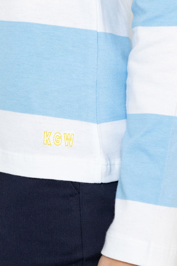 Carraig Donn Stripped Rugby Polo Shirt in Blue