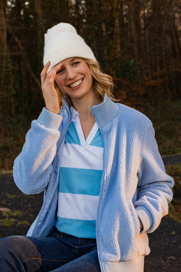 Carraig Donn Stripped Rugby Polo Shirt in Blue
