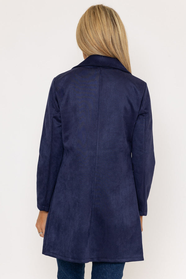 Carraig Donn Suede 3/4 Zip Detail Jacket in Navy
