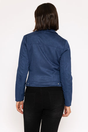Carraig Donn Suede Biker Jacket in Petrol