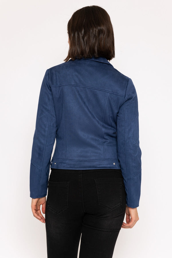 Carraig Donn Suede Biker Jacket in Petrol