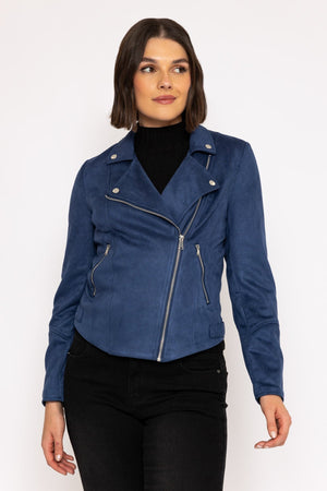 Carraig Donn Suede Biker Jacket in Petrol