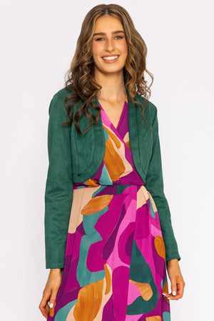 Carraig Donn Suede Bolero in Bottle Green