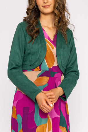 Carraig Donn Suede Bolero in Bottle Green