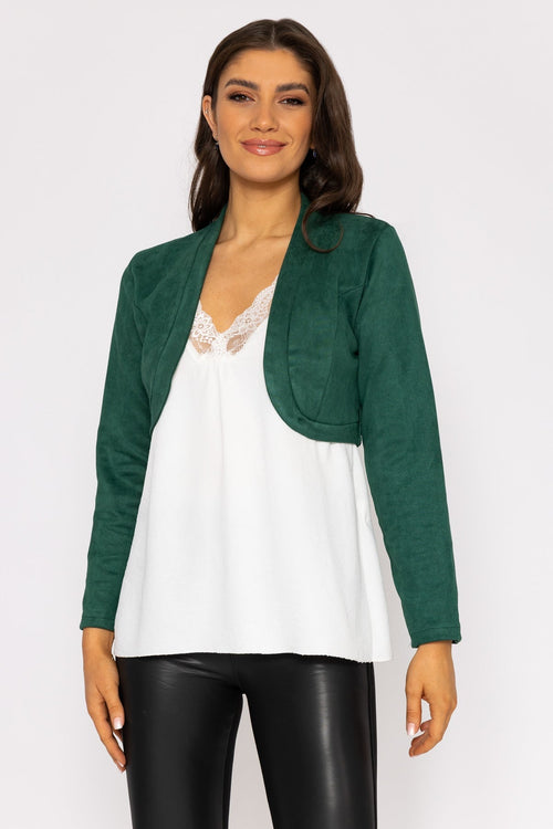 Suede Bolero in Bottle Green