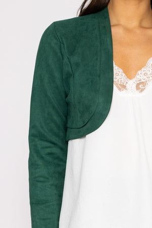 Carraig Donn Suede Bolero in Bottle Green