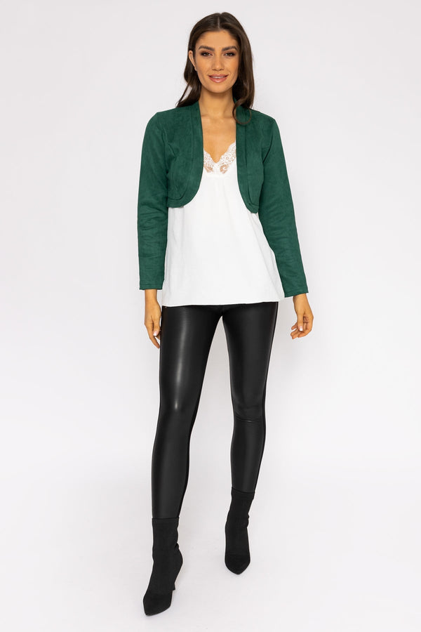 Carraig Donn Suede Bolero in Bottle Green