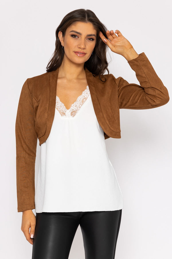 Carraig Donn Suede Bolero in Camel