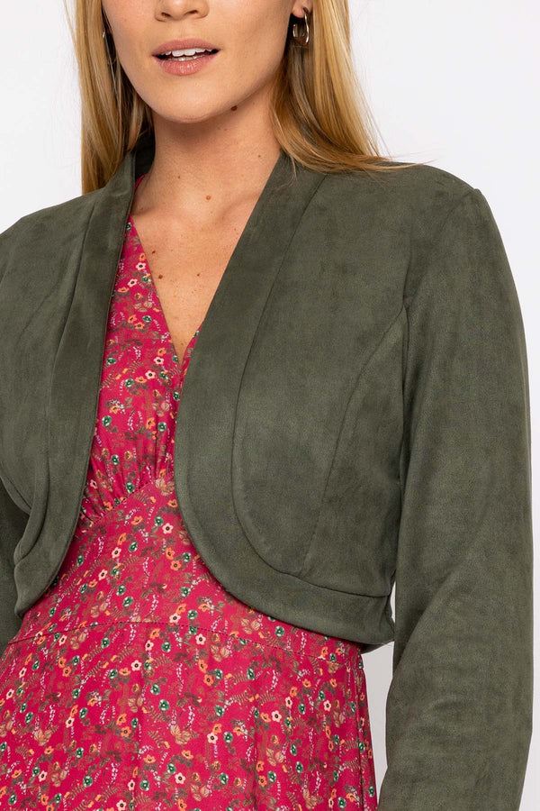 Carraig Donn Suede Bolero in Khaki