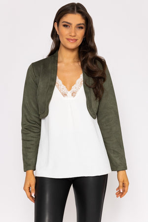 Carraig Donn Suede Bolero in Khaki