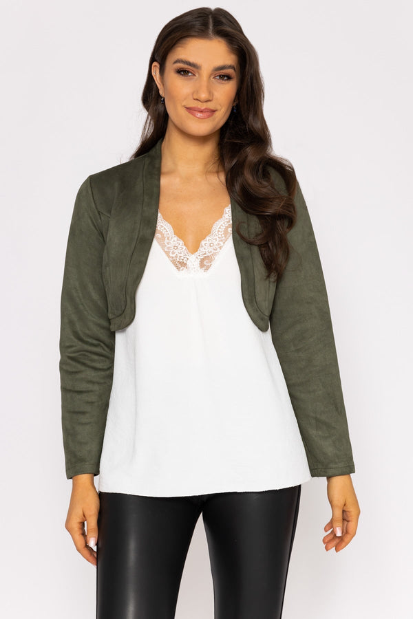 Carraig Donn Suede Bolero in Khaki