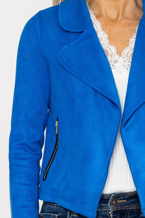 Carraig Donn Suede Cover Up Jacket in Blue