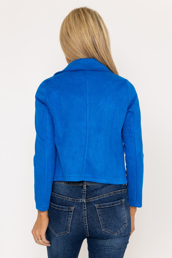 Carraig Donn Suede Cover Up Jacket in Blue