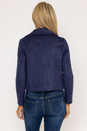 Carraig Donn Suede Cover Up Jacket in Navy