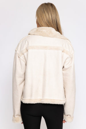 Carraig Donn Suede Teddy Jacket in Beige