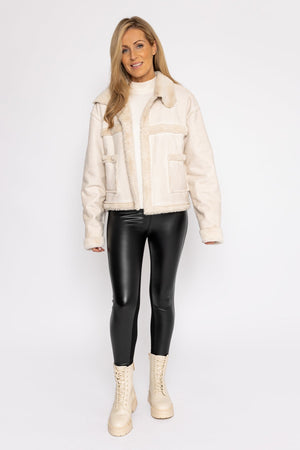 Carraig Donn Suede Teddy Jacket in Beige