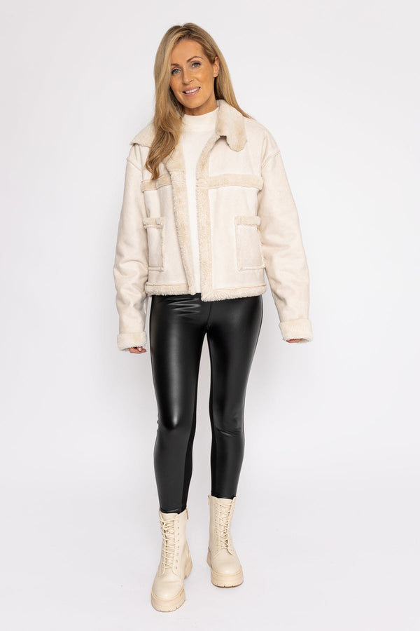 Carraig Donn Suede Teddy Jacket in Beige