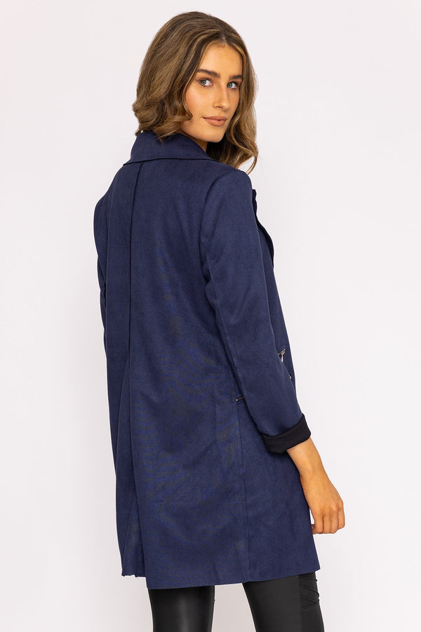 Carraig Donn Suede Zip Detail Jacket in Navy