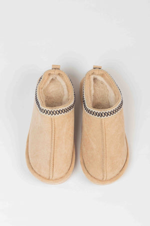 Carraig Donn Suedette Mule Slippers in Beige