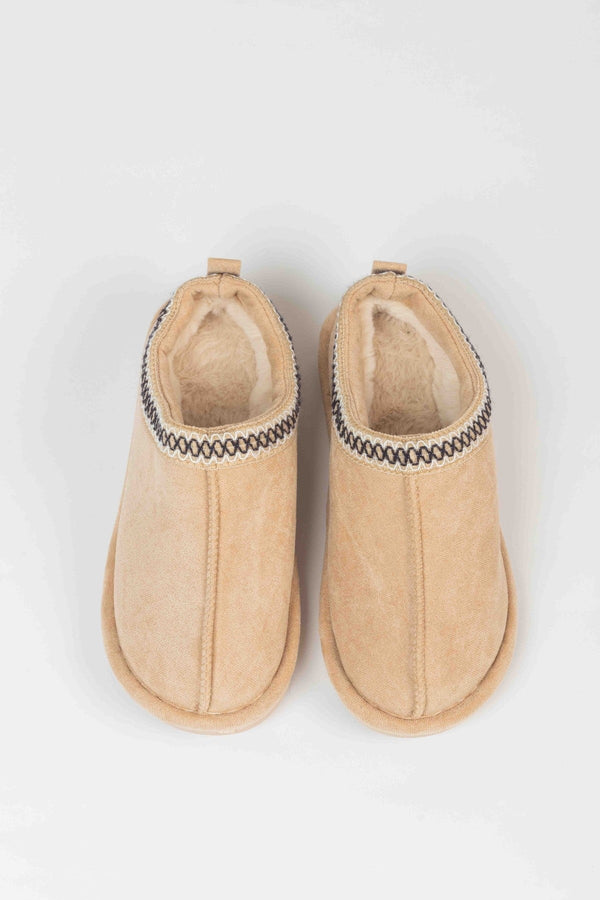 Carraig Donn Suedette Mule Slippers in Beige